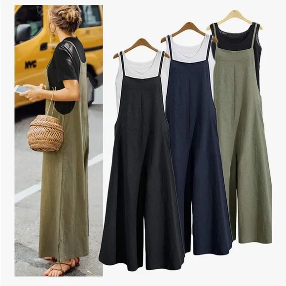 Navy Blue Wide-Leg Jumpsuit - Picture 4 of 4